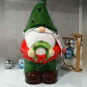 COOKIE JAR Mr. Christmas LED Gnome CLASSIC Ceramic BRAND-NEW w/tags 🔋🔋 incl